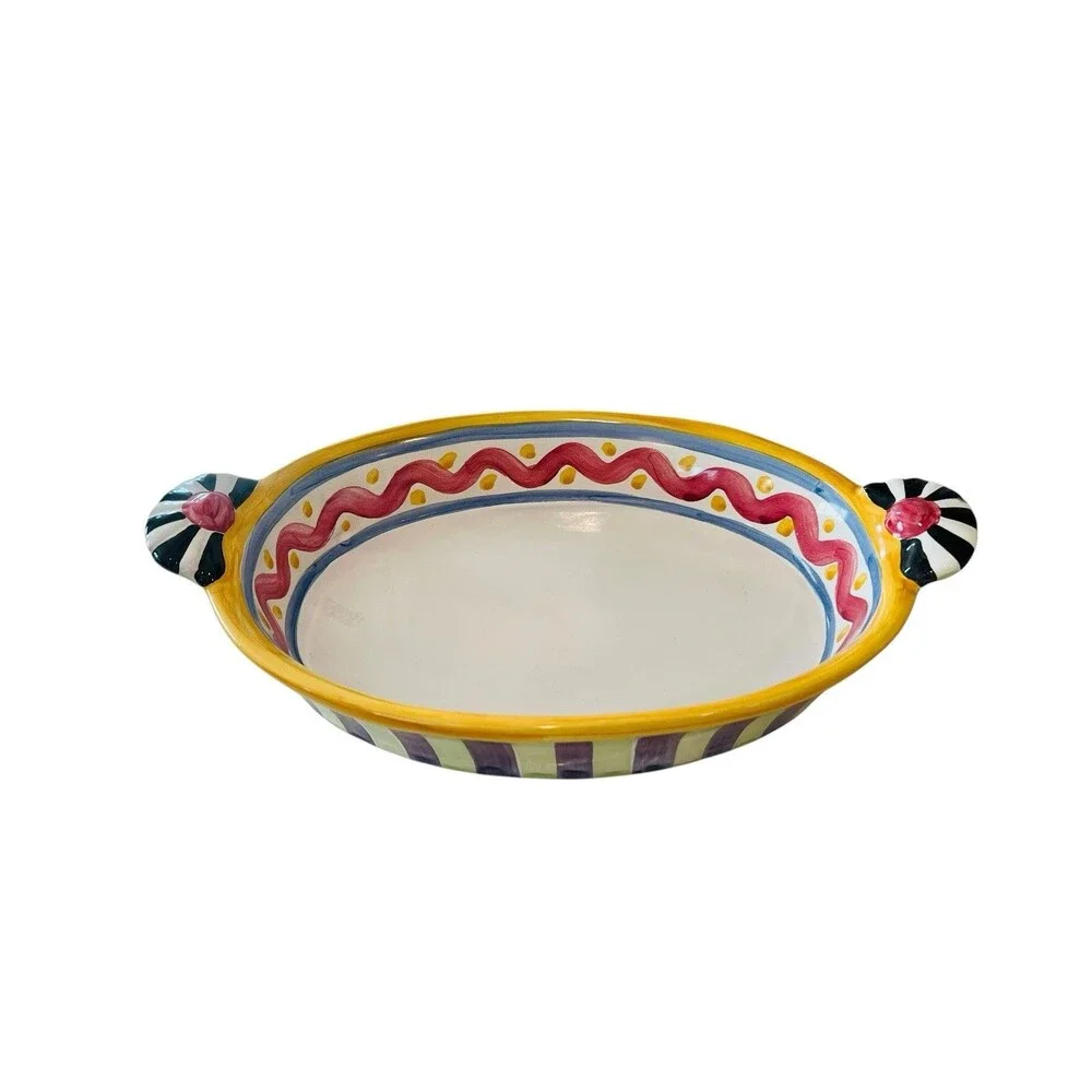 MacKenzie-Childs Piccadilly Au Gratin Baking Dish Retired Hand Painted 14”